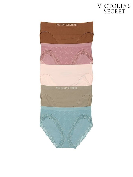 Victoria's Secret Brown/Pink/Nude/Blue Brief 5 Pack Knickers (G00078) | €31
