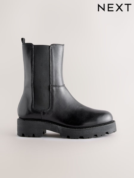 Black Leather Forever Comfort® Chunky Chelsea Boots (G00110) | €73
