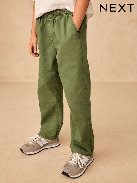Khaki Green Wide Fit Pull On Twill Jeans (3-16yrs) (G00135) | €20 - €26