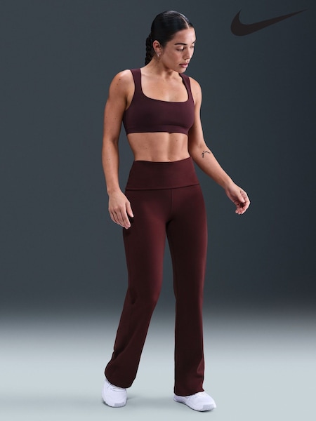 Nike Burgundy Crush One High Waisted Fold Over Flared Leggings (G00150) | €69