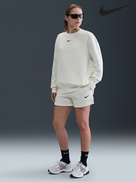 Nike White Oversized Sportswear Phoenix Fleece Crew-Neck Sweatshirt (G00173) | €63