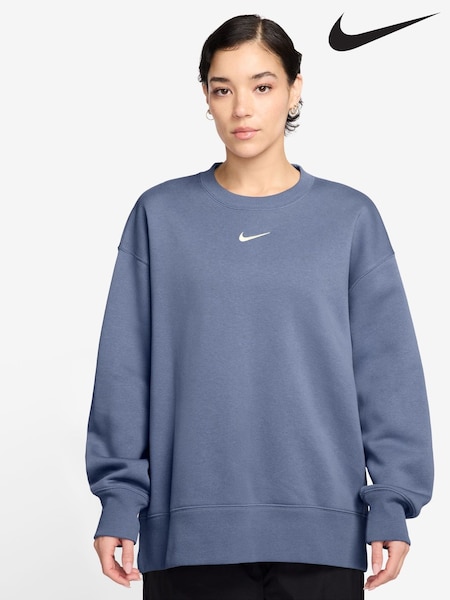 Nike Blue Oversized Sportswear Phoenix Fleece Crew-Neck Sweatshirt (G00187) | €63