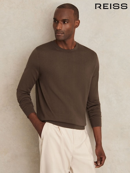 Marrón chocolate - Reiss Wessex Merino Wool Crew Neck Jumper (G00361) | 125 €