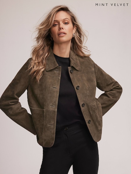 Mint Velvet Green Suede Jacket (G00483) | €403