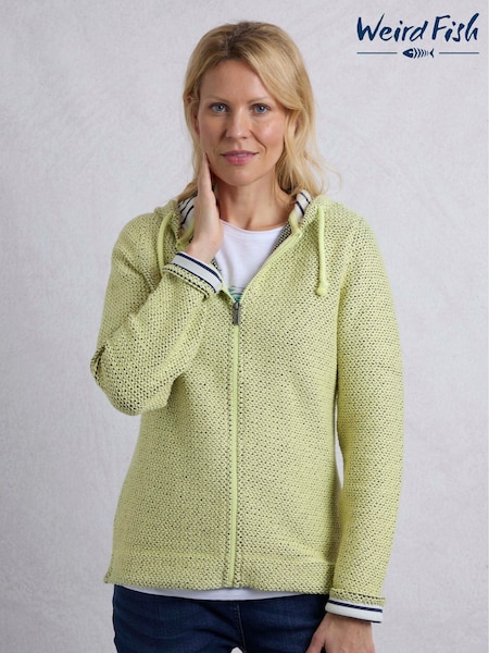 ירוק - Weird Fish Chicoa Full Zip Hooded Classic Macaroni Hoodie (G00493) | ‏402‏₪