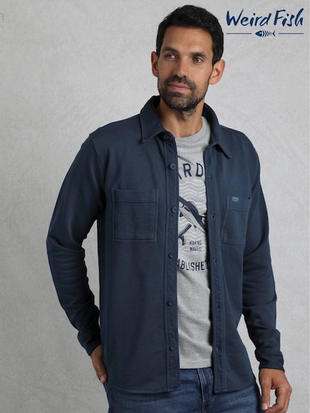 Weird Fish Blue Fingask Loopback Shirt (G00498) | €92