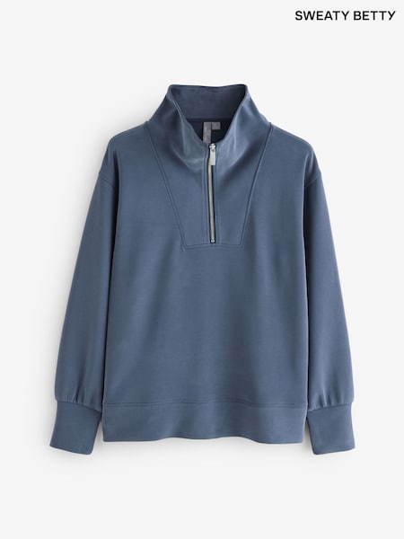Sweaty Betty Blue Sand Wash Half Zip Longline Sweatshirt (G00502) | 6,008 UAH
