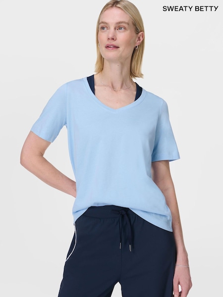 Sininen - Sweaty Betty Essential V-kaula-aukko T-paita (G00528) | €47