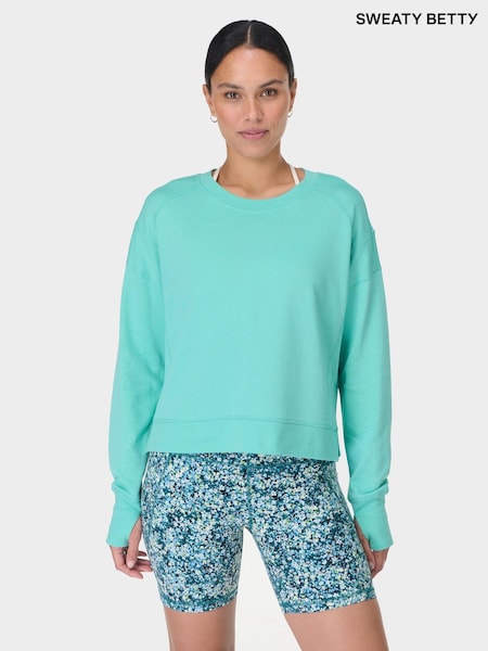 Sweaty Betty Blue After Class Crop Sweatshirt (G00538) | €64