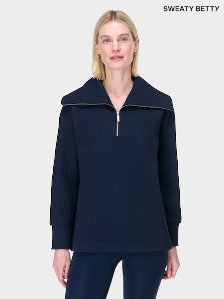 Sweaty Betty Navy Blue Marl Radiant Half Zip Sweatshirt (G00559) | 5,708 UAH
