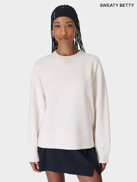Sweaty Betty White Wind Down Crew Neck Pullover Jumper (G00579) | $149