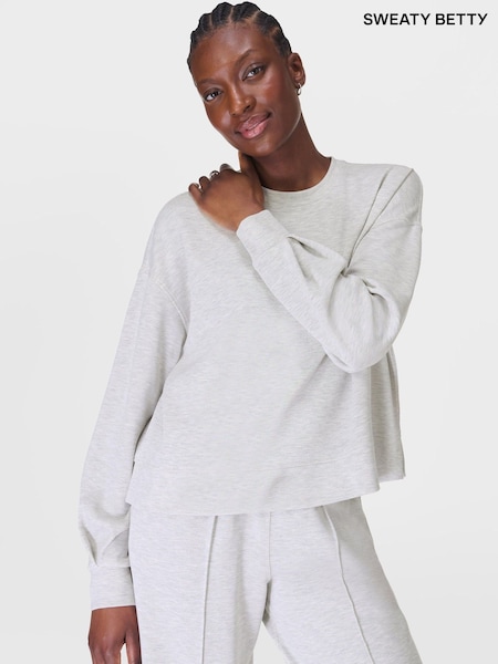 אפור - Sweaty Betty Sand Wash CloudWeight Sweatshirt (G00588) | ‏427‏₪