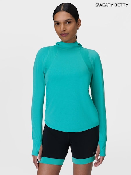 Sweaty Betty Ripple Blue Breathe Easy Hoodie (G00602) | 346 QAR
