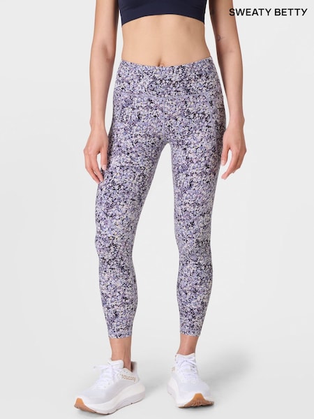 Sweaty Betty Purple Meadow Print 7/8 Length Power Workout Leggings (G00634) | R$ 870