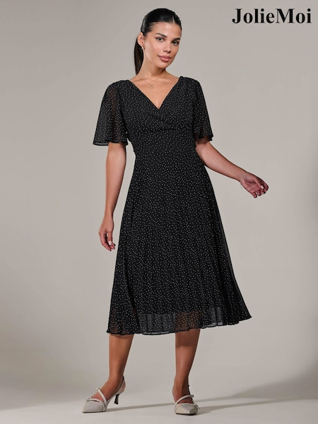 Musta - Jolie Moi Petite Chiffon Laskostettu/vekki- Midaxi Mekko (G00637) | €118