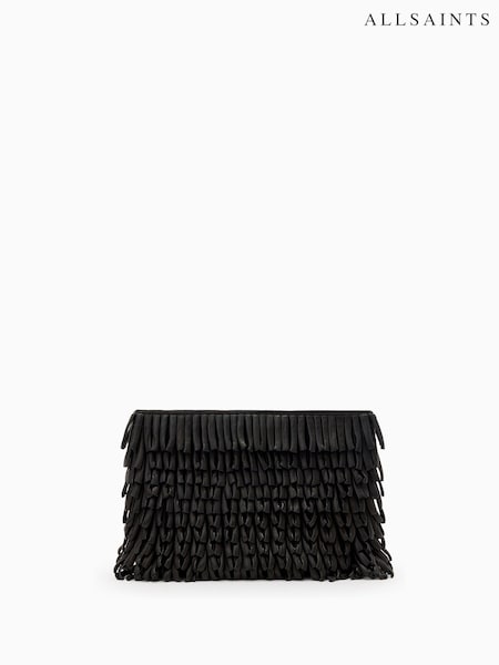 AllSaints Black Bettina Frnge Clutch Bag (G00727) | €661