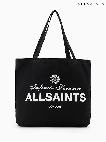 AllSaints Black Soleil Graphic Tote 100% Organic Cotton Bag (G00731) | €46