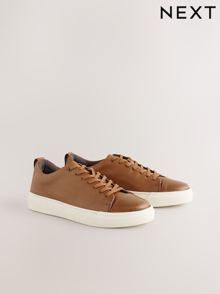 Tan Brown Smart Casual Toe Cap Leather Longline Trainers (G00765) | €60