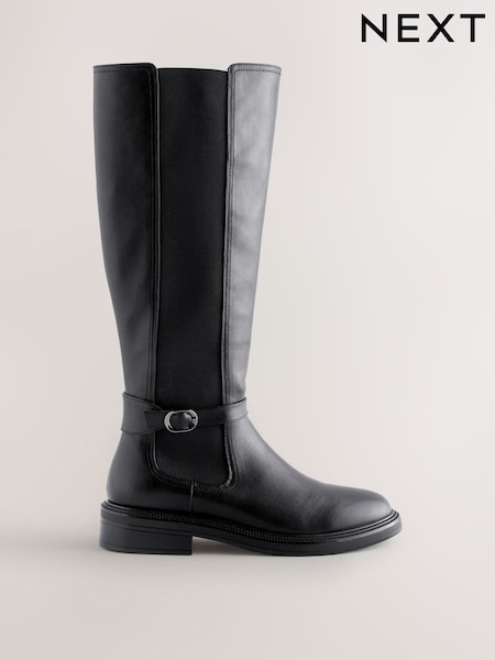 črna - Forever Comfort® Buckle Detail Riding Boots (G00794) | € 63