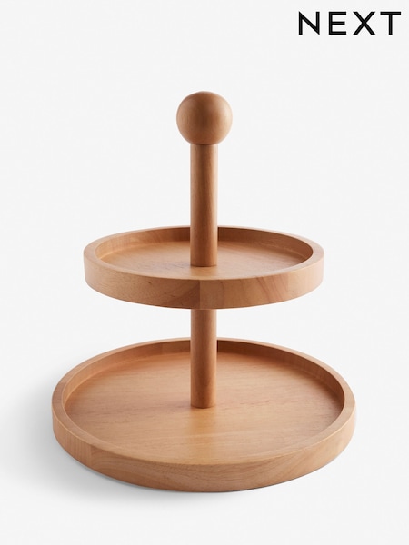 Natural Wood Two Tier Serving Stand (G00800) | €33