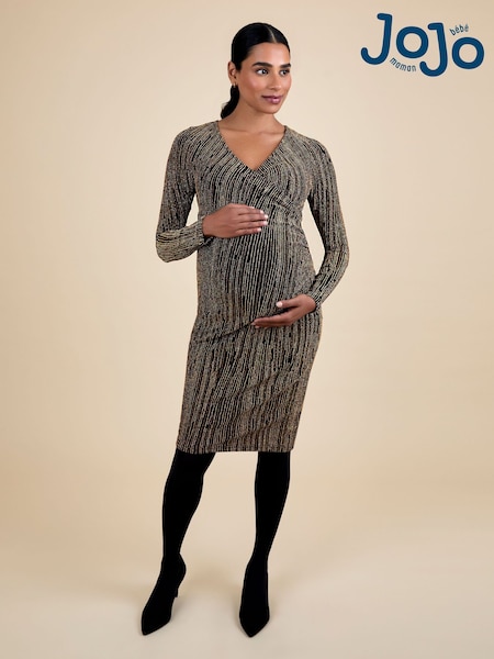 JoJo Maman Bébé Brown Maternity Wrap Sparkle Mini Dress (G00817) | €77