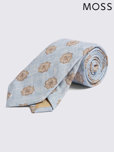 MOSS Blue Bottinelli Geometric Tie (G00833) | €57