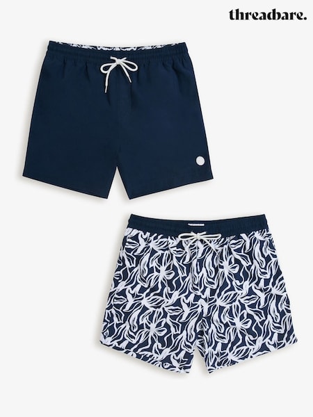 Threadbare Blue Chrome 2 Pack Swim Shorts (G00878) | kr400
