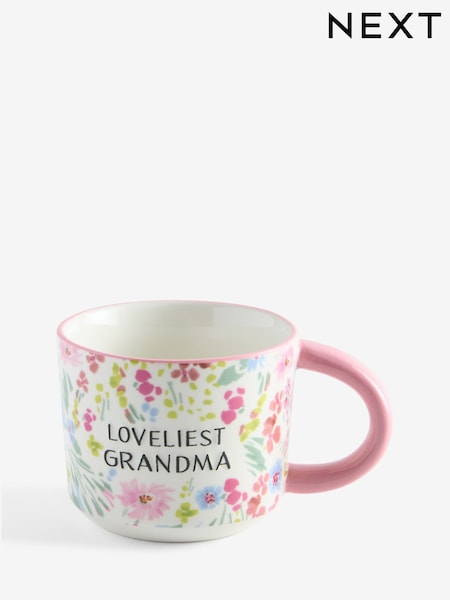 Pink Floral Print Loveliest Grandma Mug (G00899) | AED32