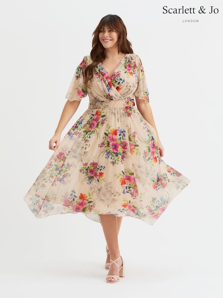 Scarlett & Jo Cream Julie Hanky Hem Dress (G00904) | €138