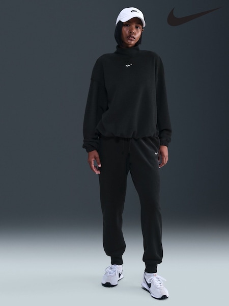 Nike Black Oversized Sportswear Phoenix Plush Cozy Long Sleeve Mock Neck Top (G00973) | €89