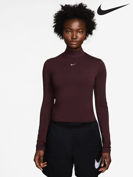 Nike Red Chill Knit Mock Neck Long Sleeve Top (G01009) | €48