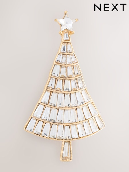 Gold Tone Christmas Tree Brooch (G01023) | €13