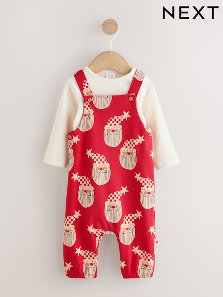 Santa, rot - All Over Print Christmas Baby Dungaree Set (0mths-3yrs) (G01024) | 24 € - 30 €