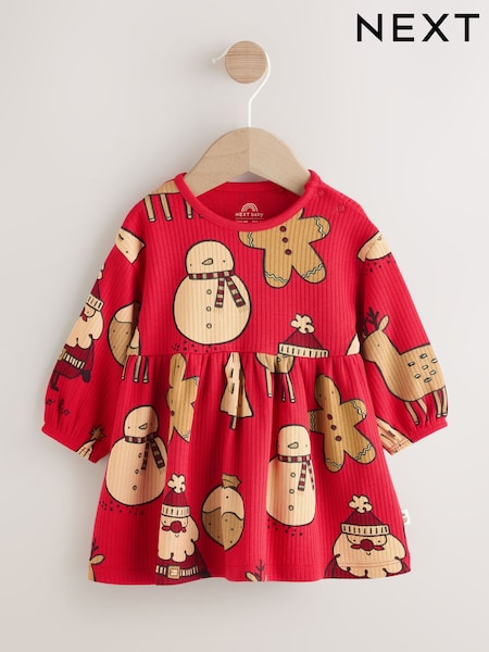 Red Character Baby Christmas Jersey Dress (0mths-2yrs) (G01033) | € 14 - € 17