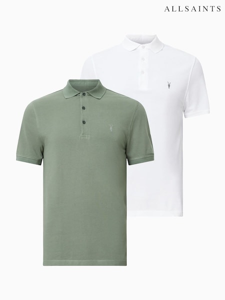 AllSaints Green Reform Shortsleeve Polo Shirt 2 Pack (G01049) | €170