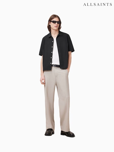 AllSaints Black Nyon Short Sleeve 100% Organic Cotton Shirt (G01055) | €158