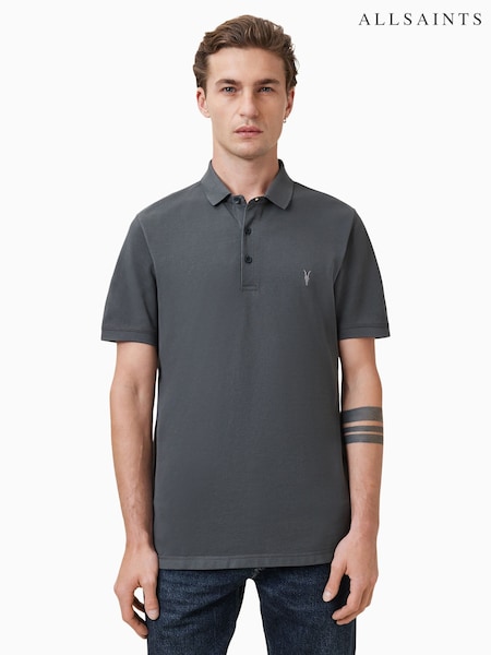 AllSaints Grey Reform Shortsleeve Polo Shirt (G01061) | 4,146 UAH