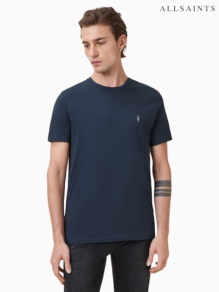 כחול כהה - Allsaints Tonic Short Sleeve Crew T-shirt (G01067) | ‏176‏₪