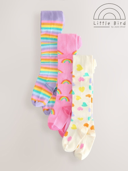 Little Bird by Jools Oliver Multi Pastel Rainbow Tights 3 Pack (G01074) | AED105 - AED111