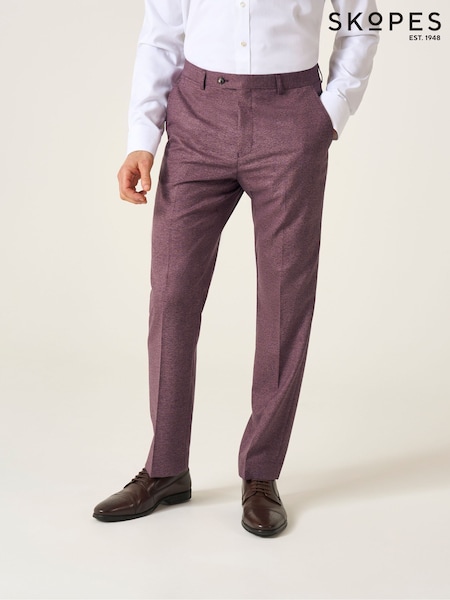 Skopes Purple Tailored Fit Jodrell Tweed Effect Suit Trousers (G01082) | AED344