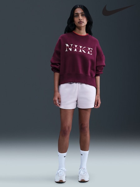Nike Bordeaux Burgundy Phoenix Fleece Graphic Print Logo Sweatshirt (G01117) | €71