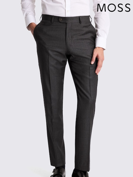 MOSS Tailored Fit Charcoal Twill Trousers (G01134) | €186