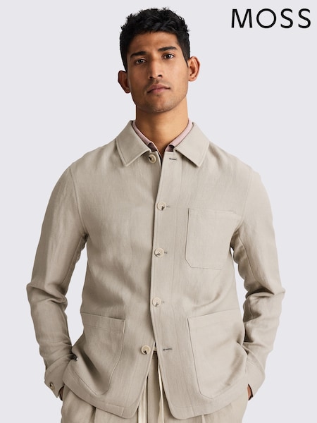 Moss Wool Linen 3 Pocket Shacket (G01140) | ‏70 ر.ع.‏
