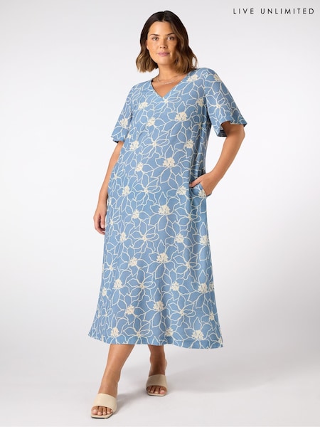 Live Unlimited Curve Floral V-neck T-shirt Dress (G01186) | €124