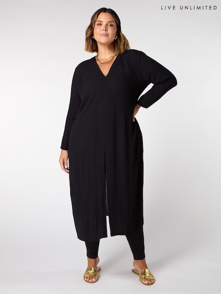 Live Unlimited Black Petite Curve Petite Split Front Tunic (G01191) | $114
