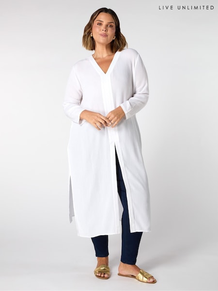 Live Unlimited Crinkle Split Front Longline Tunic (G01196) | 484 LEI