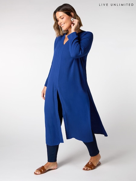 Live Unlimited Blue Petite Curve Petite Split Front Tunic (G01209) | €100