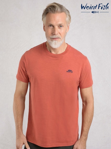 Weird Fish Reddish Brown Fished Branded 100% Cotton T-Shirt (G01232) | 124 QAR