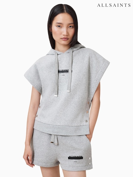 AllSaints Grey Sorri SL Hoodie (G01278) | 589 QAR