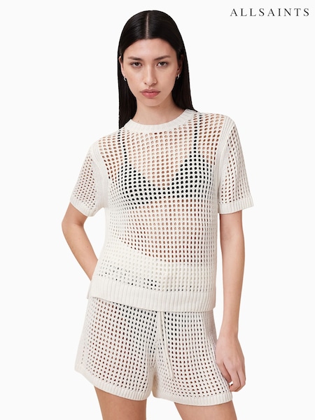 AllSaints White Paloma Mesh T-Shirt (G01281) | €170